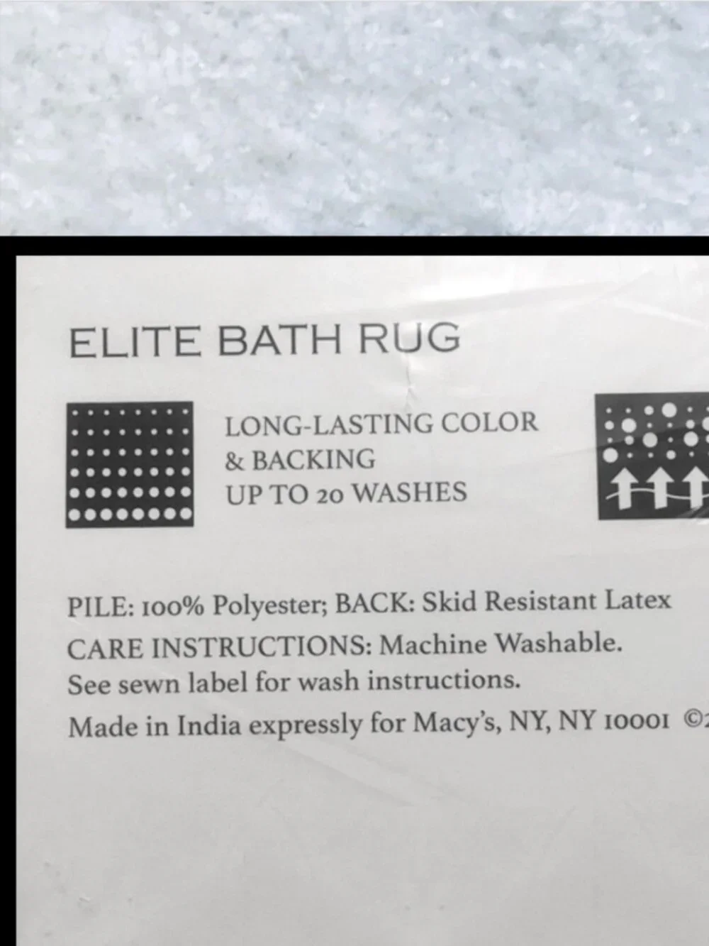 brand new WHITE Charter Club Elite Plush Contour Rug w/ Skid Resistant Backing